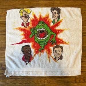 UNIQUE Ghostbusters Cartoon Golf Towel with Characters! RARE 16x16